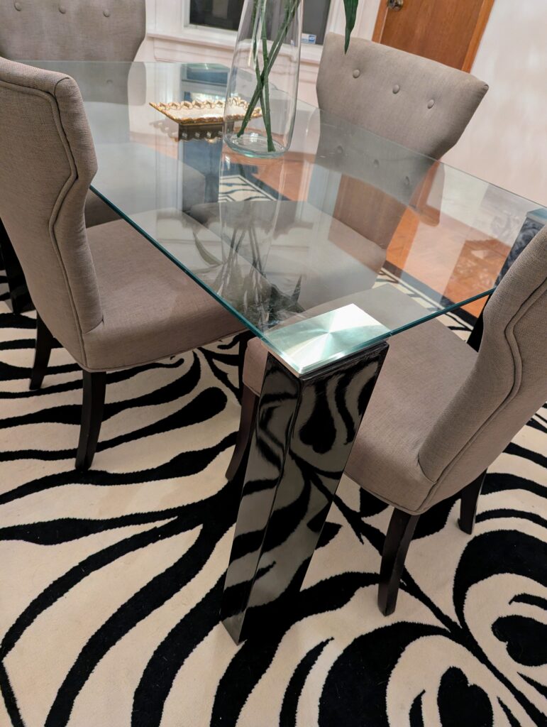 table legs installed in staging